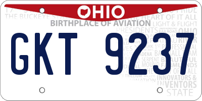 OH license plate GKT9237