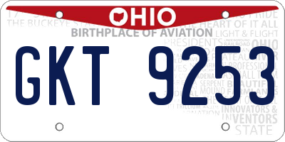 OH license plate GKT9253