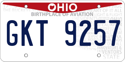 OH license plate GKT9257