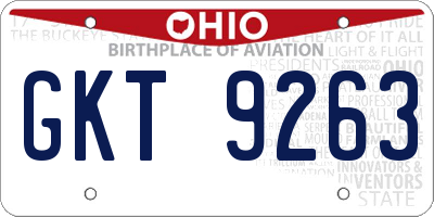 OH license plate GKT9263