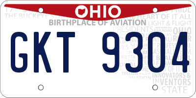 OH license plate GKT9304