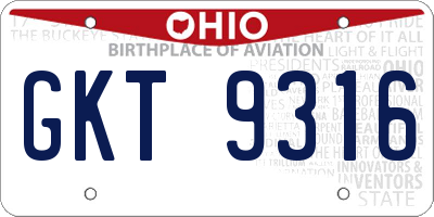 OH license plate GKT9316