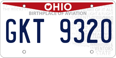 OH license plate GKT9320