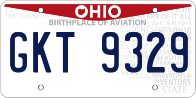 OH license plate GKT9329