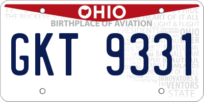 OH license plate GKT9331