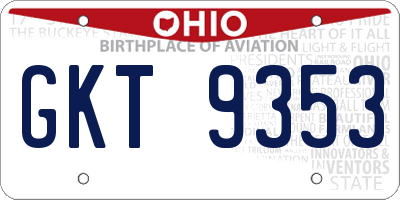 OH license plate GKT9353