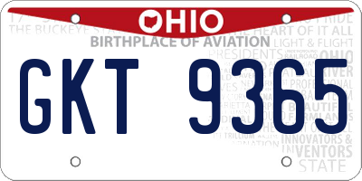 OH license plate GKT9365