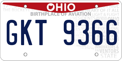 OH license plate GKT9366