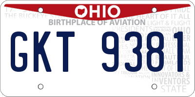 OH license plate GKT9381