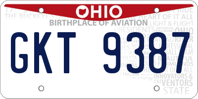 OH license plate GKT9387