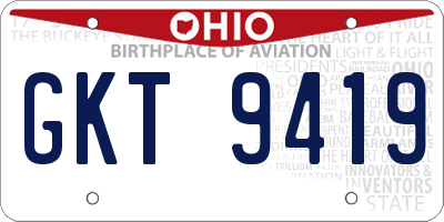 OH license plate GKT9419