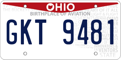 OH license plate GKT9481