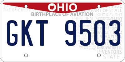 OH license plate GKT9503