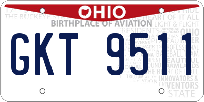 OH license plate GKT9511