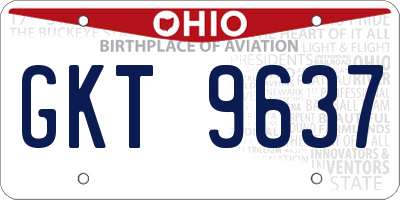 OH license plate GKT9637