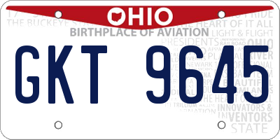 OH license plate GKT9645
