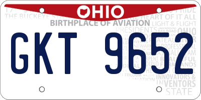 OH license plate GKT9652