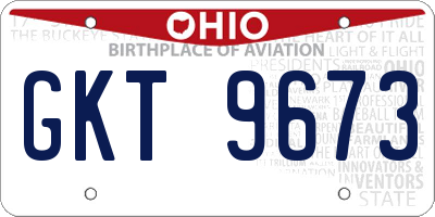 OH license plate GKT9673