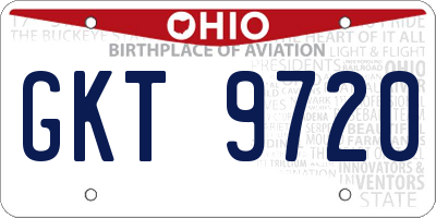 OH license plate GKT9720
