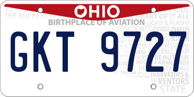 OH license plate GKT9727