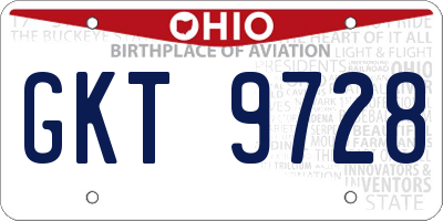 OH license plate GKT9728