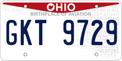 OH license plate GKT9729