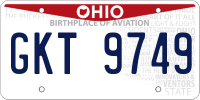 OH license plate GKT9749