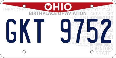 OH license plate GKT9752