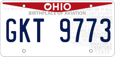 OH license plate GKT9773