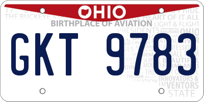 OH license plate GKT9783