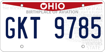 OH license plate GKT9785