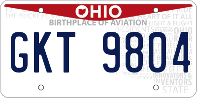 OH license plate GKT9804