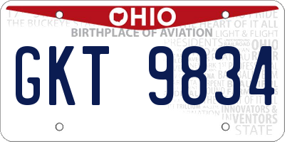 OH license plate GKT9834