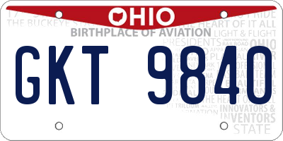 OH license plate GKT9840