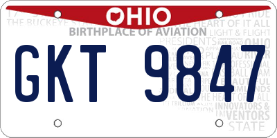 OH license plate GKT9847