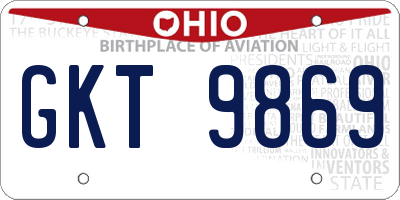 OH license plate GKT9869