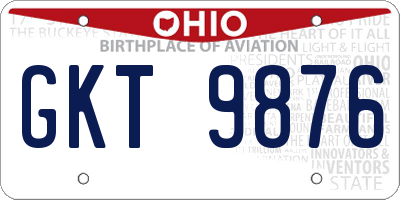 OH license plate GKT9876