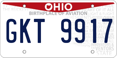 OH license plate GKT9917