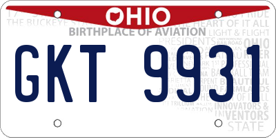 OH license plate GKT9931