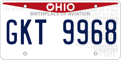 OH license plate GKT9968