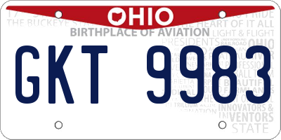 OH license plate GKT9983