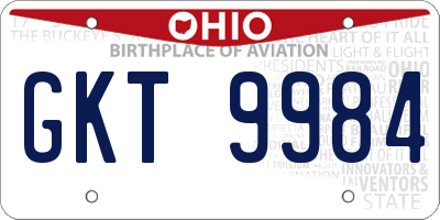 OH license plate GKT9984
