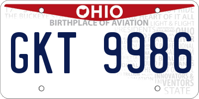 OH license plate GKT9986