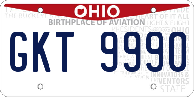 OH license plate GKT9990