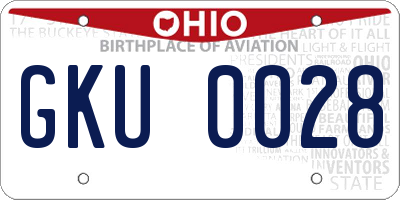 OH license plate GKU0028