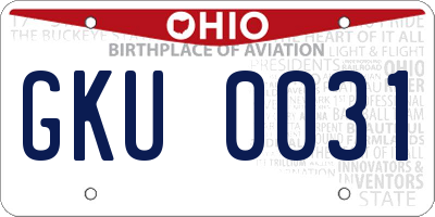 OH license plate GKU0031