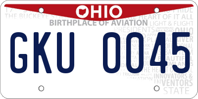 OH license plate GKU0045