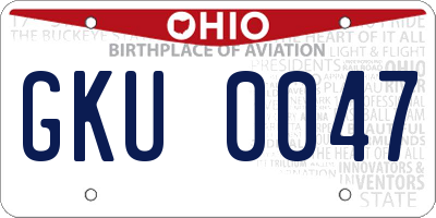 OH license plate GKU0047
