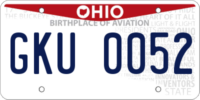 OH license plate GKU0052