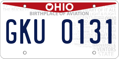 OH license plate GKU0131
